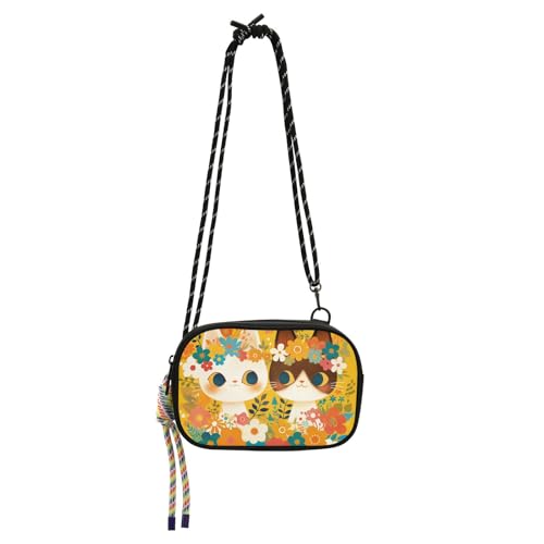 KLL Süße süße Blumen Vintage kleine Geldbörse Crossbody Damen Komfort mit Kreditkartenfächern Handytasche Machen Sie einen Spaziergang von KLL