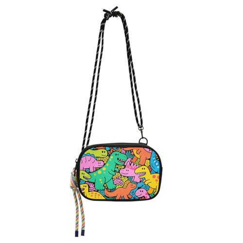 KLL Süße und bunte Cartoon-Dinosaurier-Umhängetasche, für Herren, trendig, mit verstellbarem Riemen, Schulterhandtaschen für Damen von KLL