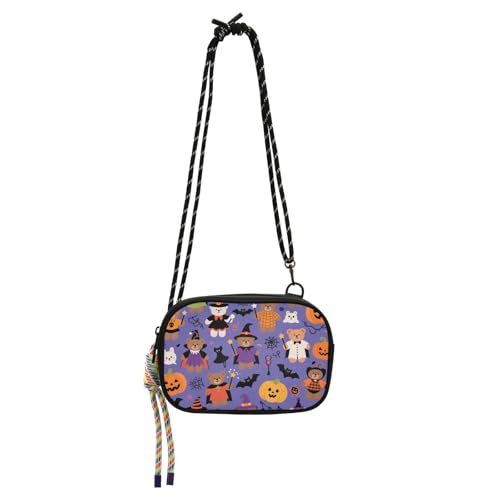 KLL Süßer brauner Bär-Kürbis für Halloween, Anti-Diebstahl-Umhängetasche, Damen, Schönheit, mit Kreditkartenfächern, Kuriertasche, Crossbody-Tasche, für Spaziergänge von KLL