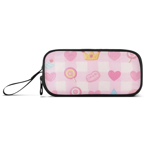 KLL Süßes rosa süßes Federmäppchen aus Nylon für Jungen, große Kapazität, Reißverschluss, Federmäppchen, Schreibwaren für Frauen der Mittelschule von KLL