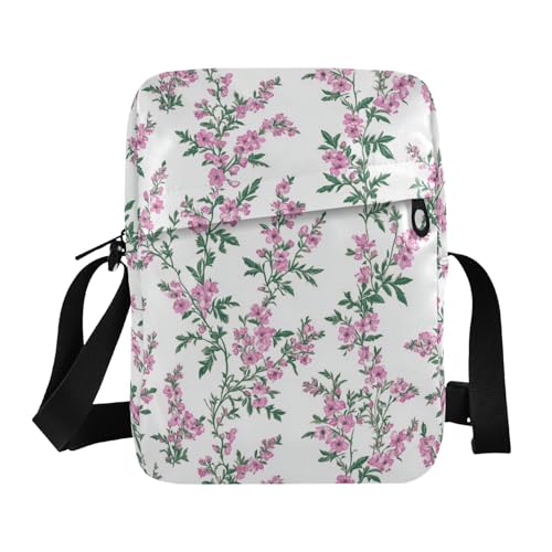 KLL Summer Flowers Messenger Bag Vegan Leather Men's Shoulder Bag Shopping Handbag For Travel von KLL