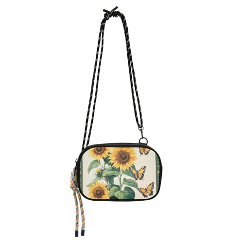 KLL Sunflowers Butterfly Side Bag Crossbody for Mens Fashion with Credit Card Slots Nylon Small Crossbody Phone Bag Date von KLL