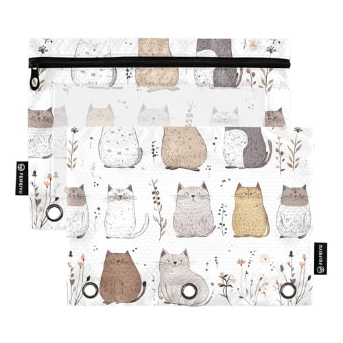 KLL Sweet Burmesecats weiße Bleistifttaschen mit 3 Löchern für drei Ringe, Ordnertaschen mit Ordnerlöchern für Büro, Büro, Dokumenten-Organizer von KLL