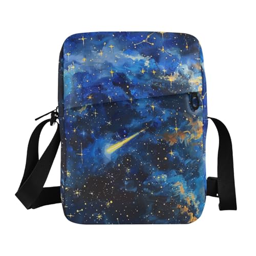 KLL The Starry Sky A Shooting Star Passing by Cute Messenger Bag Vegan Leather Mens Crossbody Bag Casual Shoulder Handtaschen für Damen von KLL