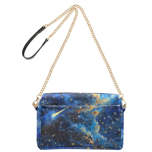 KLL The Starry Sky A Shooting Star Passing by Fashion Kleine Umhängetasche für Damen, veganes Leder, Umhängetasche, Reißverschluss, Schultertaschen von KLL