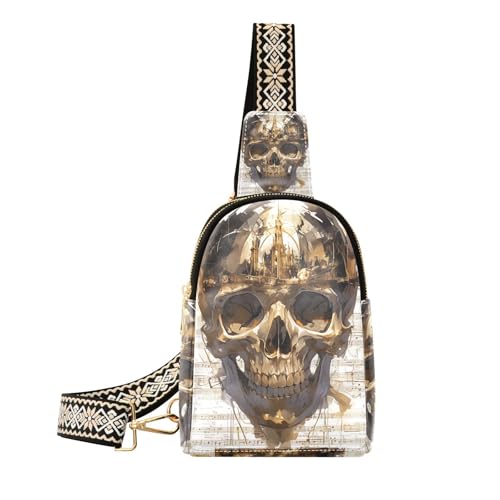 KLL Trendige Gürteltasche für Herren, Motiv: Piratenschädel mit weißem Notenblatt, robuste Gürteltasche für den Tagesrucksack KLL Trendige Gürteltasche für Herren, Motiv: Piratenschädel mit weißem Notenblatt, robuste Gürteltasche für den Tagesrucksack von KLL