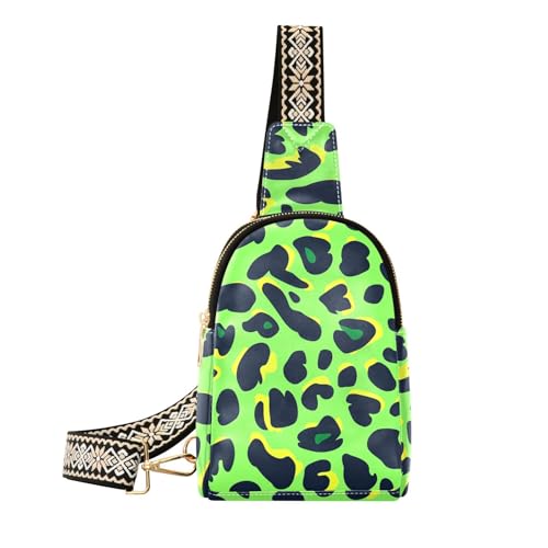 KLL Trendige Gürteltasche mit Leopardenfell-Druck, Rasen-Grün, Schwarz, modische Reisetasche für Reisen KLL Trendige Gürteltasche mit Leopardenfell-Druck, Rasen-Grün, Schwarz, modische Reisetasche für Reisen von KLL