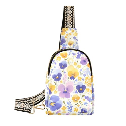 KLL Trendige Gürteltasche mit Stiefmütterchen und Blumen, Diebstahlschutz, für Herren, Tagesrucksack, Orange / Violett KLL Trendige Gürteltasche mit Stiefmütterchen und Blumen, Diebstahlschutz, für Herren, Tagesrucksack, Orange / Violett von KLL