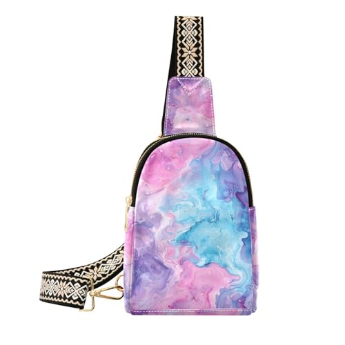KLL Trendige Tasche für Damen, rosa, lila, blau, türkis, Aquarell, abstrakt, leicht, für Damen, Leder-Umhängetasche zum Wandern KLL Trendige Tasche für Damen, rosa, lila, blau, türkis, Aquarell, abstrakt, leicht, für Damen, Leder-Umhängetasche zum Wandern von KLL