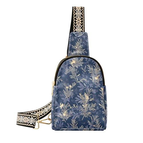 KLL Trendige Vintage-Rosmarin-Blätter-Muster, marineblaue Tasche für Damen, modische Schulter-Gürteltasche für Tagesrucksack KLL Trendige Vintage-Rosmarin-Blätter-Muster, marineblaue Tasche für Damen, modische Schulter-Gürteltasche für Tagesrucksack von KLL