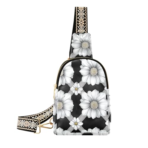 KLL Trendy Flowers Black Diamonds Schultertasche wasserdichte Tasche für Damen für Reisen KLL Trendy Flowers Black Diamonds Schultertasche wasserdichte Tasche für Damen für Reisen von KLL