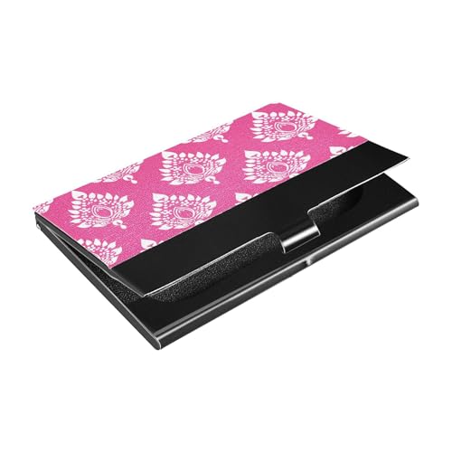 KLL Ultradünne Visitenkartenhalter mit Leder und Edelstahl, Kreditkartenaufbewahrung für Damen oder Herren, Rosa von KLL