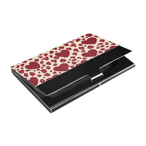 KLL Ultradünner Visitenkartenhalter für den Außenbereich, Leopardenmuster, mit Kreditkartenfächern aus Leder und Edelstahl, für Geschäftstreffen von KLL