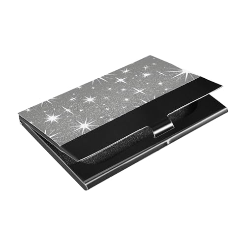 KLL Ultradünner Visitenkartenhalter für den Außenbereich, mit Leder und Edelstahl, für Reisen, zu Hause oder im Büro, Sternengrau von KLL