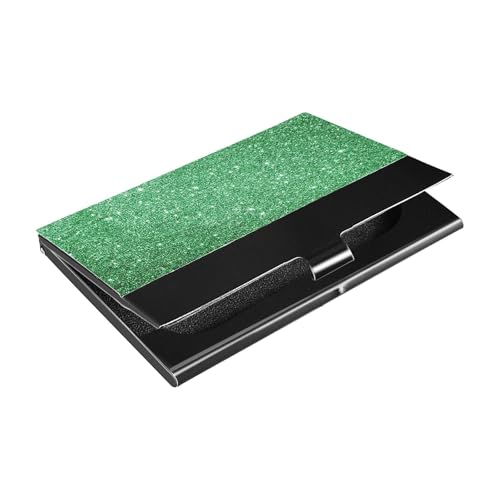 KLL Ultradünnes Visitenkartenetui aus Leder und Edelstahl, für Reisen, Zuhause oder Büro, Grün von KLL