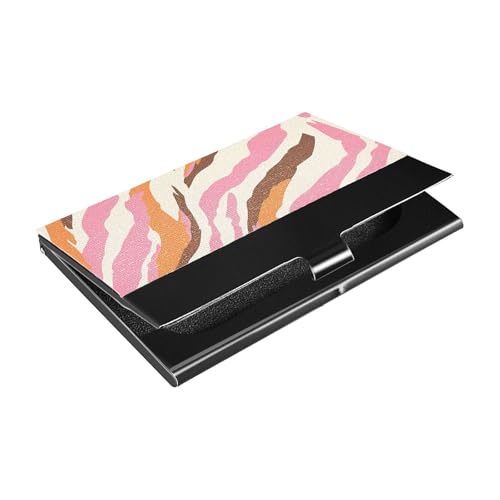 KLL Ultradünnes Visitenkartenetui mit Leder und Edelstahl, für Geschäftstreffen, Lachs-Pfirsichfarben und Sandbeige von KLL