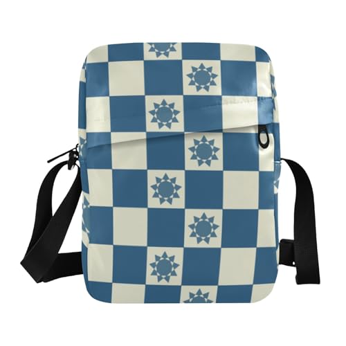 KLL Umhängetasche, Kuriertasche, veganes Leder, kariert, für Herren, Schultertasche, Umhängetasche, Reisehandtasche für Reisen, Blau KLL Umhängetasche, Kuriertasche, veganes Leder, kariert, für Herren, Schultertasche, Umhängetasche, Reisehandtasche für Reisen, Blau von KLL