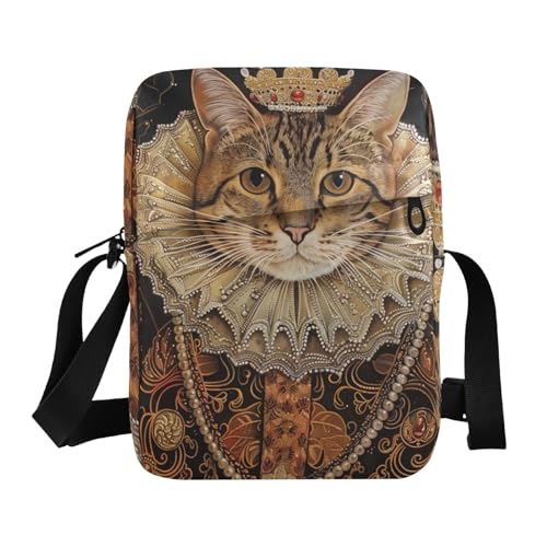 KLL Umhängetasche aus veganem Leder, Motiv: Katze im Lackgemälde-Stil, kleine Umhängetasche für Damen, Einkaufstasche, Schulterhandtaschen für Damen von KLL