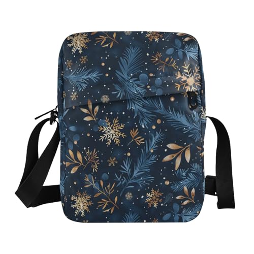 KLL Umhängetasche aus veganem Leder, Motiv: Schneeflocken, Schultertasche, Reisetasche von KLL