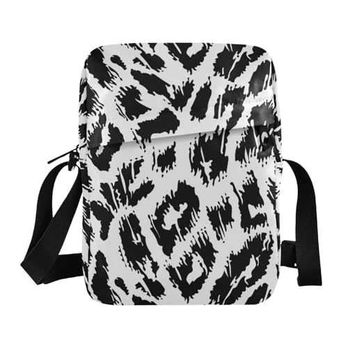 KLL Umhängetasche aus veganem Leder, für Damen, Einkaufstasche für Reisen, Schwarz / Weiß von KLL