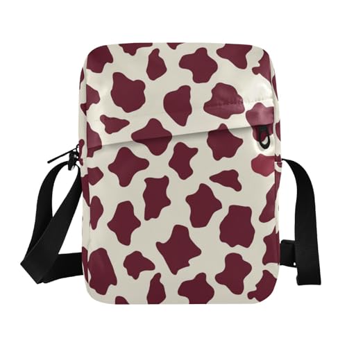 KLL Umhängetasche aus veganem Leder mit Kuh-Punkten, für Herren, Einkaufstasche, Handtasche, für Reisen von KLL