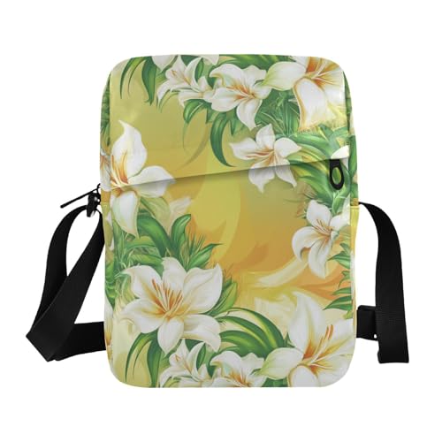 KLL Umhängetasche für Damen, Motiv: Happy Easter Lilie, Blume, veganes Leder, Umhängetasche, lässige Schulterhandtasche von KLL