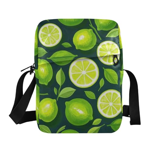 KLL Umhängetasche für Damen, Ölgemälde mit grüner Zitrone, veganes Leder, grüne Umhängetasche für Damen, Einkaufs-Schultertasche von KLL