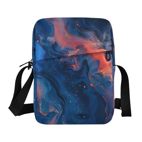 KLL Umhängetasche für Damen, marineblau, goldfarben, Marmor-Textur, veganes Leder, lässige Schulterhandtaschen für Damen von KLL