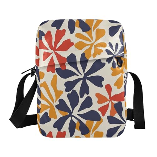 KLL Umhängetasche für Damen, veganes Leder, Ringelblume, Dunkelblau, Einkaufstasche, Schulterhandtasche von KLL