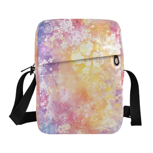 KLL Umhängetasche für Herren, Motiv: Aquarell, abstrakte Kunst, buntes Floret, veganes Leder, kleine Umhängetasche, lässige Schultertasche für Reisen KLL Umhängetasche für Herren, Motiv: Aquarell, abstrakte Kunst, buntes Floret, veganes Leder, kleine Umhängetasche, lässige Schultertasche für Reisen von KLL