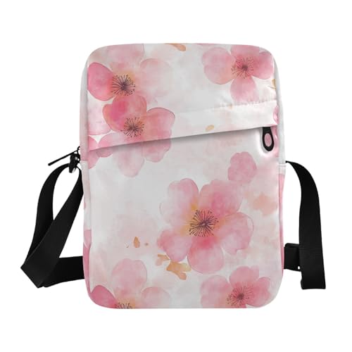 KLL Umhängetasche für Herren, Motiv: Aquarell-Kunst, Blumen, Rot, veganes Leder, Crossbody-Tasche für Damen, klein, lässig, Schultertasche für Reisen von KLL