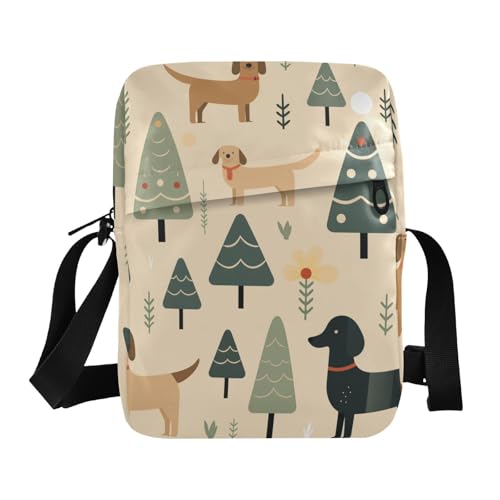 KLL Umhängetasche für Herren, Motiv: Merry Christmas Dog, veganes Leder, für Herren, Umhängetasche, lässige Handtasche für Reisen von KLL