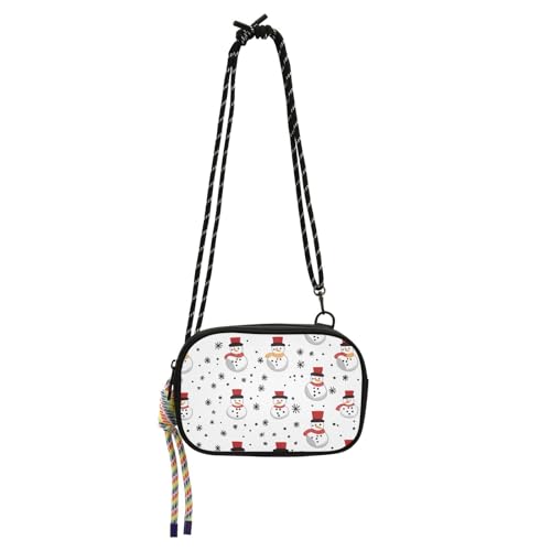KLL Umhängetasche für Herren, Motiv: Schneemann, schwarz, Schneeflocke, Diebstahlschutz, wasserdicht, mit verstellbarem Riemen, Seitentaschen, für Wandern, Reisen von KLL