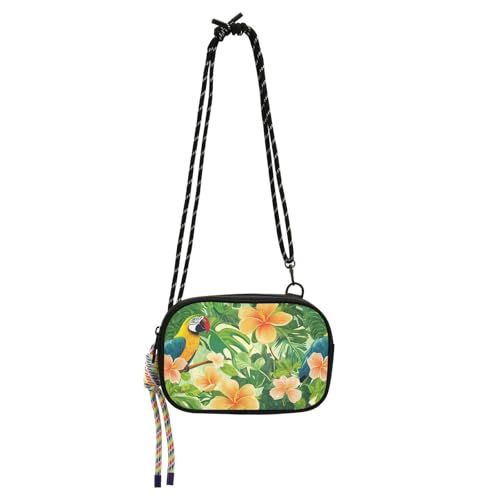 KLL Umhängetasche für Herren, Motiv: tropische Pflanzen, Papageien, Tiere, Westen, bequem, mit verstellbarem Riemen, Kuriertasche, Umhängetasche, Spaziergang mit dem Hund von KLL