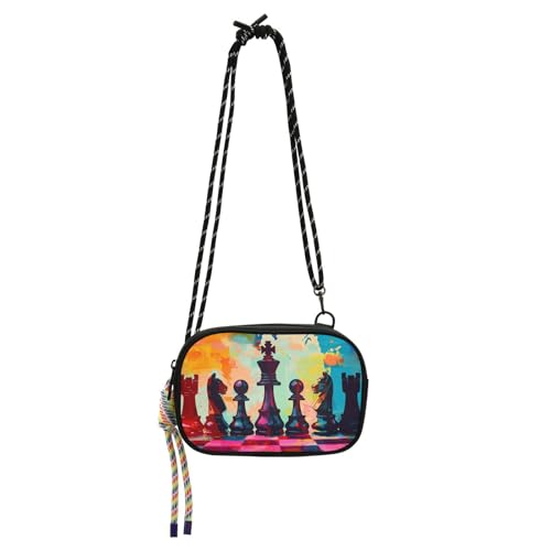 KLL Umhängetasche für Herren, mit Schachmotiv, wasserdicht, mit verstellbarem Riemen, Schulterhandtaschen für Damen von KLL