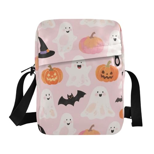 KLL Umhängetasche für Herren, veganes Leder, Umhängetasche, Umhängetasche, Halloween, Kürbis, Orange von KLL