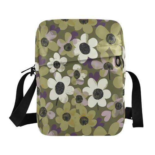 KLL Umhängetasche für Herren, veganes Leder, kleine Umhängetasche, Einkaufstasche mit Blumenmuster, Weiß und Dunkelgrün KLL Umhängetasche für Herren, veganes Leder, kleine Umhängetasche, Einkaufstasche mit Blumenmuster, Weiß und Dunkelgrün von KLL