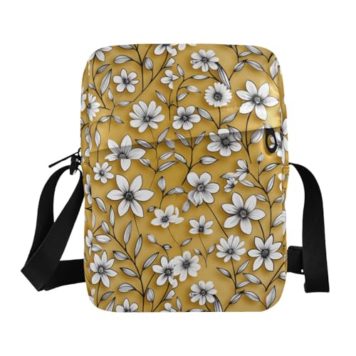 KLL Umhängetasche im Vintage-Stil, Blumenmuster, nahtloses Muster, veganes Leder, Herren-Umhängetasche, Einkaufstasche von KLL