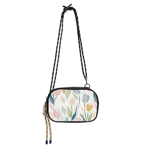 KLL Umhängetasche mit Blumen und Blättern, Anti-Diebstahl, für Herren, mit Kreditkartenfächern, lässiger Handy-Brusttasche, Spaziergang mit dem Hund von KLL