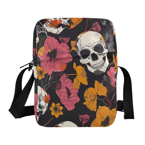 KLL Umhängetasche mit Totenkopfmotiv für Damen, veganes Leder, Umhängetasche, Einkaufstasche für Reisen von KLL