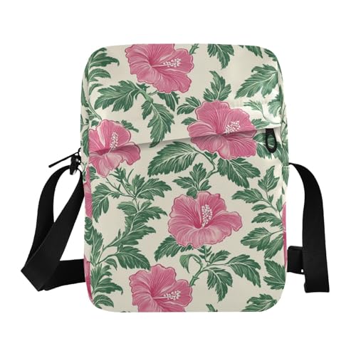 KLL Umhängetasche mit tropischen Blumen, veganes Leder, für Herren, lässige Damen-Schulterhandtaschen von KLL