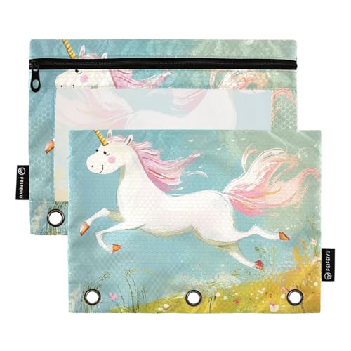 KLL Unicorns Meadow Türkise Bleistifttaschen Dokumententasche für 3 Ringe Ordner Etui mit Binderlöchern für Untersuchung Schreibwaren Zubehör KLL Unicorns Meadow Türkise Bleistifttaschen Dokumententasche für 3 Ringe Ordner Etui mit Binderlöchern für Untersuchung Schreibwaren Zubehör von KLL