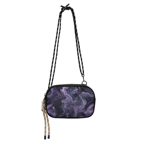 KLL Universe Damen-Umhängetasche, bequem, mit Kreditkartenfächern, über der Schultertasche, Schwarz / Violett von KLL