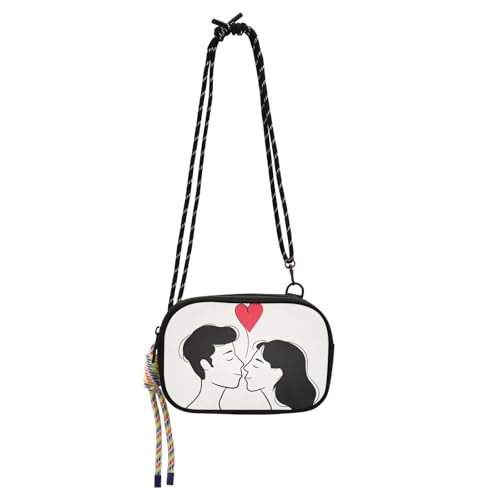 KLL Valentine Lover Simple Line Umhängetasche für Damen, trendig, mit verstellbarem Riemen, kleine Umhängetasche, Spaziergang mit dem Hund von KLL