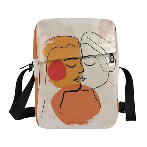 KLL Valentine Lover Umhängetasche aus veganem Leder, abstrakte Linie, für Herren, für Reisen, Damen von KLL