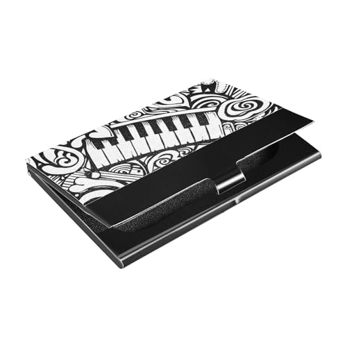 KLL Valentine Music Patterns White and Black Ultradünne Visitenkartenhalter mit Leder und Edelstahl Kartenhalter für Geschäftstreffen Verwendung estuche para tarjetas von KLL