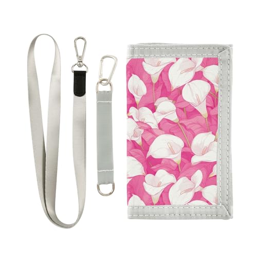 KLL Vintage Calla Lily Hot Pink and White Chic Trifold Wallet Card Holder for Womans Minimalist Lighweight Wallets with Lanyard KLL Vintage Calla Lily Hot Pink and White Chic Trifold Wallet Card Holder for Womans Minimalist Lighweight Wallets with Lanyard von KLL