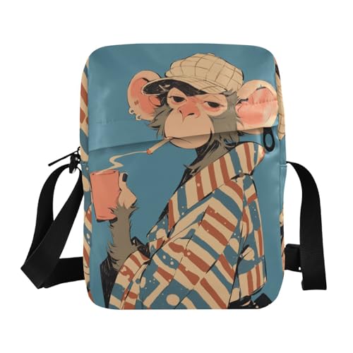 KLL Vintage Monkey Crossbody Messenger Bag Veganes Leder Herren Schultertasche Casual Shoulder Handtaschen von KLL