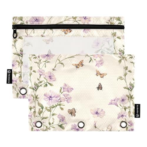 KLL Vintage Phlox Bleistifttaschen Kosmetiktasche für Ordner 3 Ringe mit wasserdicht für Studenten Schreibwaren Versorgung von KLL