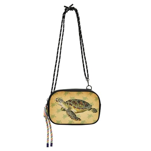 KLL Vintage Turtle Patter Crossbody Geldbörse Herren Wasserdicht mit verstellbarem Riemen Kleine Umhängetasche Spaziergang mit dem Hund von KLL